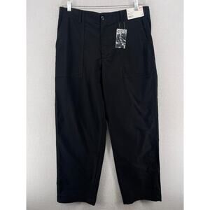 UNIQLO Pants Womens L 30-31 Baker Wide Leg High Waist Cotton Blend Black NEW